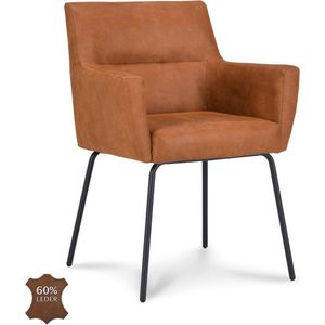Icon Living - Armstoel King - Microleder Bull Camel - Poot Zwart
