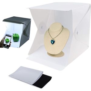 Mini Fotostudio - Lightbox - 20 LED Strips - Inc Wit en zwart achtergrond doek -  24 - 22 cm - Draagbare Studio - USB kabel