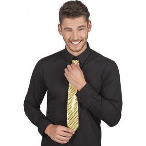 Set van 2x Gouden pailletten stropdas 40 cm - Glimmende glitter stropdassen - Foute feest kleding
