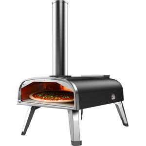 LIVIN' Pizzaoven - Pizzaovens voor buiten - 12 Inch Pizzaoven - Pellet Pizza oven - Duurzaam - Pizzaoven voor buiten - Pizza Oven Houtgestookte - Pizza Oven Tuin - Inclusief Thermometer - Draagbaar - 55*36*27 CM - RVS - Zwart