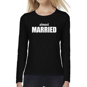Almost Married vrijgezellen feest  tekst t-shirt long sleeve zwart voor dames - Almost Married vrijgezellen shirt met lange mouwen XS
