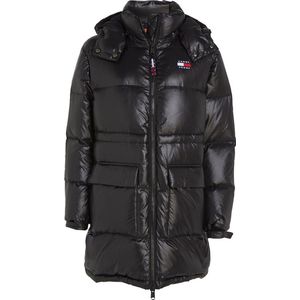 Tommy Jeans TJW MIDI ALASKA PUFFER, zwart - Dames Winterjas - Maat XL