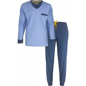 MEPYH1306A MEQ Heren Pyjama Set Lange mouw - 100% Gekamde Katoen - Licht Blauw - Maat XXL