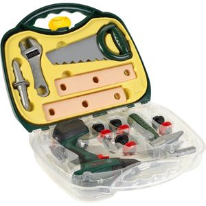 Klein Toys Bosch werkkoffer met accuschroevendraaier - incl. meer gereedschap, verwisselbare opzetstukken, licht- en geluidseffecten - groen geel