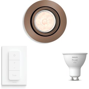 Philips Hue Donegal Inbouwspot (Koper) - Rond - GU10 - Warmwit Licht - Incl. Hue Dimmer Switch - Hue White