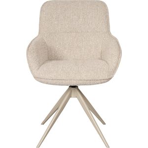 Draaibare Eetkamerstoel Ribe - Textiel / Metaal - Beige - 56x85x65 cm (BxHxD) - Chenille Stof - ARS