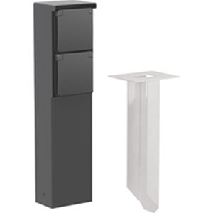 Niko Hydro waterdicht tuinpaal met grondpin met tweevoudig stopcontact met penaarde 16A 250V met insteekklemmen - zwart (761-36625)