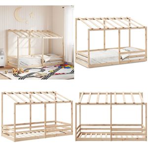 vidaXL Kinderbed met bedhuis 80x200 cm massief grenenhout wit - Kinderbedframe - Kinderbedframes - Kinderbed - Peuterbed
