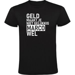 Geld maakt je niet gelukkig Marco wel Heren T-shirt - geluk- gelukkig - humor - grappig