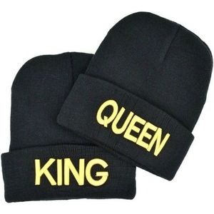 Winkrs | Beanie set ""King & Queen"" Goud | Muts | Hoofddeksel | One Size