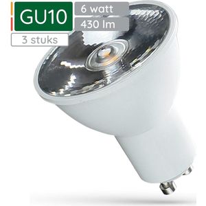 Spectrum LED Lamp GU10 6W - 230V - 430 Lumen - 3000K Warm Wit - Gezellig licht - Energiezuinig - 3 stuks