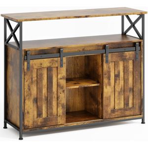 Xbro Keukenkast met Schuifdeuren – Buffetkast met Verstelbare Plank – Dressoir voor Woonkamer of Keuken – 100x33x80 cm