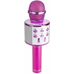 Karaoke Microfoon met Bluetooth en Echo Effect - Speaker - MP3 - Roze - MAX KM01
