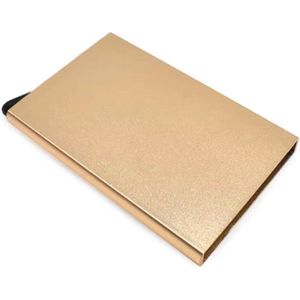 MoodLux | RFID Pasjeshouder Mannen & Vrouwen – Uitschuifbare Creditcardhouder – Aluminium Kaartenhouder – Anti-Skim Bescherming – 14 Kleuren – Licht Goud / Light Gold