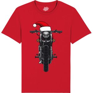 Kerstmuts Motor - Foute kersttrui kerstcadeau - Dames / Heren / Unisex Kleding - Grappige Kerst Outfit - T-Shirt - Unisex - Rood - Maat 4XL
