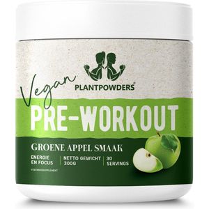 Plantpowders - Pre-Workout - Vegan - 300g - Groene Appel Smaak - 30 Servings