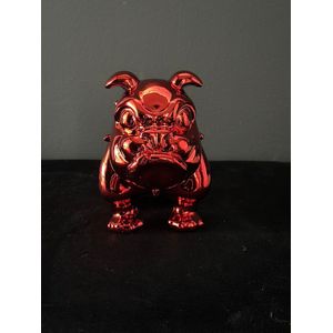 Goodyz- Bulldog beeld - chrome kleuren - 15cm hoog- 10cm breed - rood