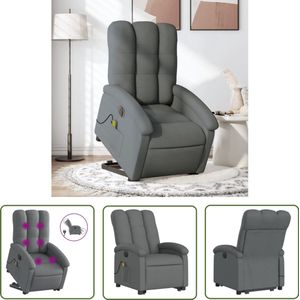 The Living Store Sta-op-massagestoel elektrisch verstelbaar stof donkergrijs - Sta-op-stoel - Massageruimtelijke Meubels - Ergonomische Stoelen - Elektrische Fauteuils - Relaxfauteuil