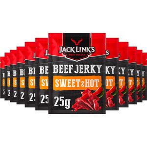 Jack Link's Beef Jerky Sweet & Hot - 12 stuks - 25 gram - Vleesconserven - Snacks - Fitness - Voordeelverpakking