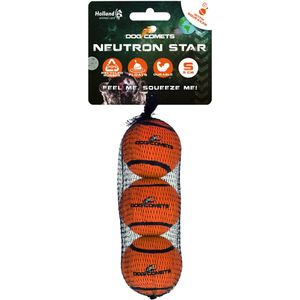 Dog Comets Neutron Star - Hondenbal met pieper - Ø 5 cm - Hondenspeelgoed - Tennisbal - Stuiterende tennisbal - Oranje - 3 stuks