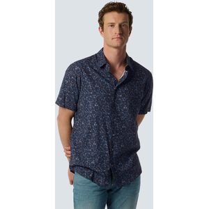 No Excess Mannen Kortemouwen Overhemd Met Grafisch Patroon Voor Zomerse Looks Nacht Blauw XL