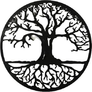 Tree of Life levensboom muurdecoratie - Zwart - 29 cm