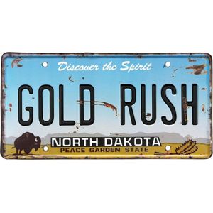 Signs-USA - Souvenir kentekenplaat nummerbord Amerika - verweerd - 30,5 x 15,3 cm - North Dakota - Gold Rush