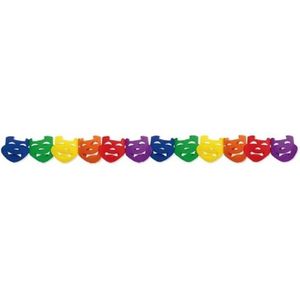 3x Regenboog kleuren slingers met maskers 3 meter - Brandvertragende carnaval slingers decoratie - Feest versiering