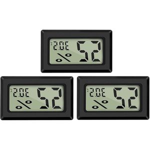 Digitale minithermometer en hygrometer met lcd-scherm 3 stuks - meet temperatuur en luchtvochtigheid voor koelkast en aquarium -50°C~+70°C