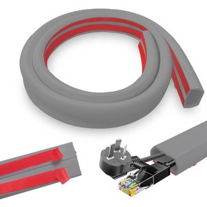 Kabelgoot Bodem 25 mm x 14 mm 3 Meter - Zelfklevende PVC Kabelbrug - Flexibele Vloer Kabelbescherming - Grijs