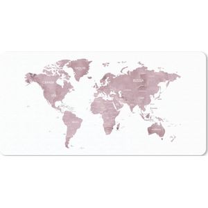Bureauonderlegger - Wereldkaart - Roze - Marmer - 60x30 - Muismat