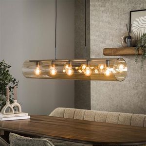 Hoyz Collection - Hanglamp 5L Tube Amber Glas - Artic Zwart