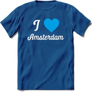 I Love Amsterdam T-Shirt | Souvenirs Holland Kleding | Dames / Heren / Unisex Koningsdag shirt | Grappig Nederland Fiets Land Cadeau | - Donker Blauw - M