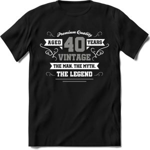 40 Jaar Legend T-Shirt | Zilver - Wit | Grappig Verjaardag en Feest Cadeau | Dames - Heren - Unisex | Kleding Kado | - Zwart - XXL