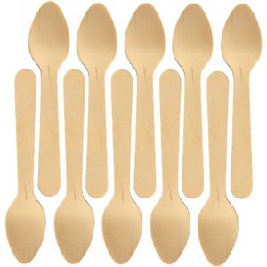 Biopak wegwerp dessertlepels - 20x - hout bestek - 16 cm - bio/eco/milieubewust