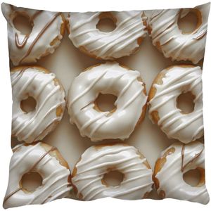 Sierkussens - Kussentjes Woonkamer - 40x40 cm - Donuts - Chocolade - Wit - Beige