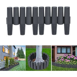2,8m gazonrand, perkrand als tuinpalissade, perkrand, maairand & boordstenen van kunststof in houtlook, tuinpalissade tuinhek, 1 element (L x H): 28 x 24,5 cm, Antraciet- 10 stuks