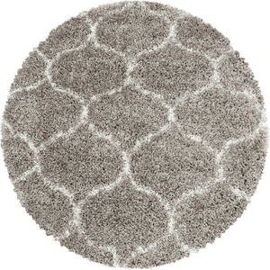 Flycarpets Azure Rond Vloerkleed Berber Motief - Beige / Crème - Hoogpolig - Woonkamer - 120x120 cm