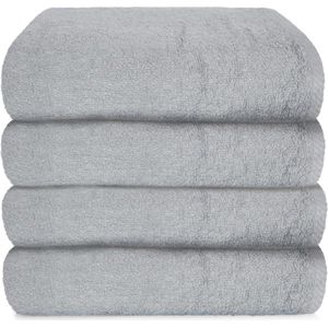 Badhanddoekenset, 4 x 70 x 140 cm, van 100% katoen, badhanddoekenset in verschillende maten, badhanddoek, 500 g/m², zacht en absorberend, wasbaar op 60 graden, lichtgrijs