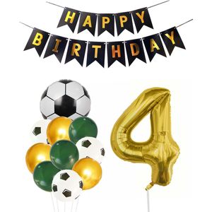 Cijfer Ballon 4 | Snoes Champions Voetbal Plus - Ballonnen Pakket | Groen en Goud