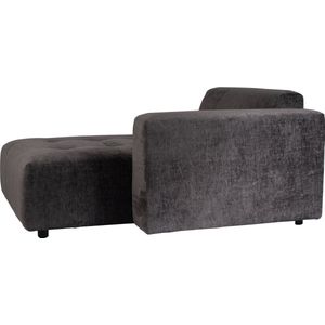 PTMD Bank Quinta Chaise Longue Rechts Soft Velvet Antraciet