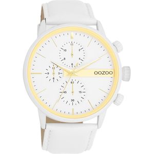 Witte OOZOO horloge met witte leren band - C11313