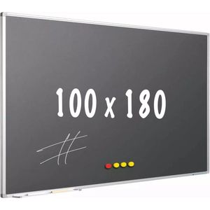 Krijtbord PRO Brenton - Magnetisch - Schoolbord - Eenvoudige montage - Emaille staal - Grijs - 100x180cm