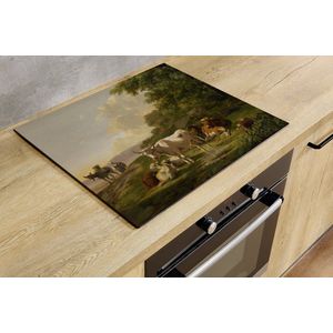 Inductiebeschermer - Landschap met Vee - 30x52 cm - Inductiebeschermer - Inductie Afdekplaat Kookplaat - Inductie Mat - Anti-Slip - Keuken Decoratie - Keuken Accessoires