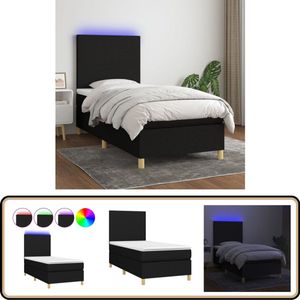 vidaXL Boxspring - Met Matras en LED - 90x190 cm Boxspring Bed - Led Verlichting - Pocketveer Matras - Huidendkundig Topmatras - Slaapcomfort