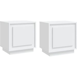 vidaXL Nachtkastjes - Set van 2 - Wit - Bewerkte Hout Nachtkastjes - Kast - Slaapkamer Meubilair - Houten Kast - Witte Kast