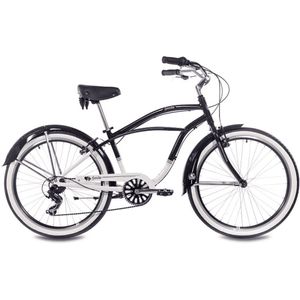 Leader Sando - Cruiser 26 inch - Meisjesfiets - Jongensfiets - 6 Versnellingen - Framemaat:41 cm - Zwart/Wit