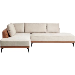 Hoekbank modulair stof beige/bruin rechtszijdig MYKEN