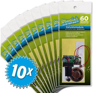 10x Geluidsmodule 60 seconden - geactiveerd door openslaande beweging - zelf opneembaar - spreek je eigen boodschap in - Muziekwenskaart - simpel te verwerken