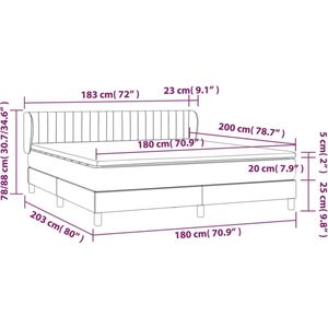 vidaXL - Boxspring - met - matras - stof - donkerbruin - 180x200 - cm